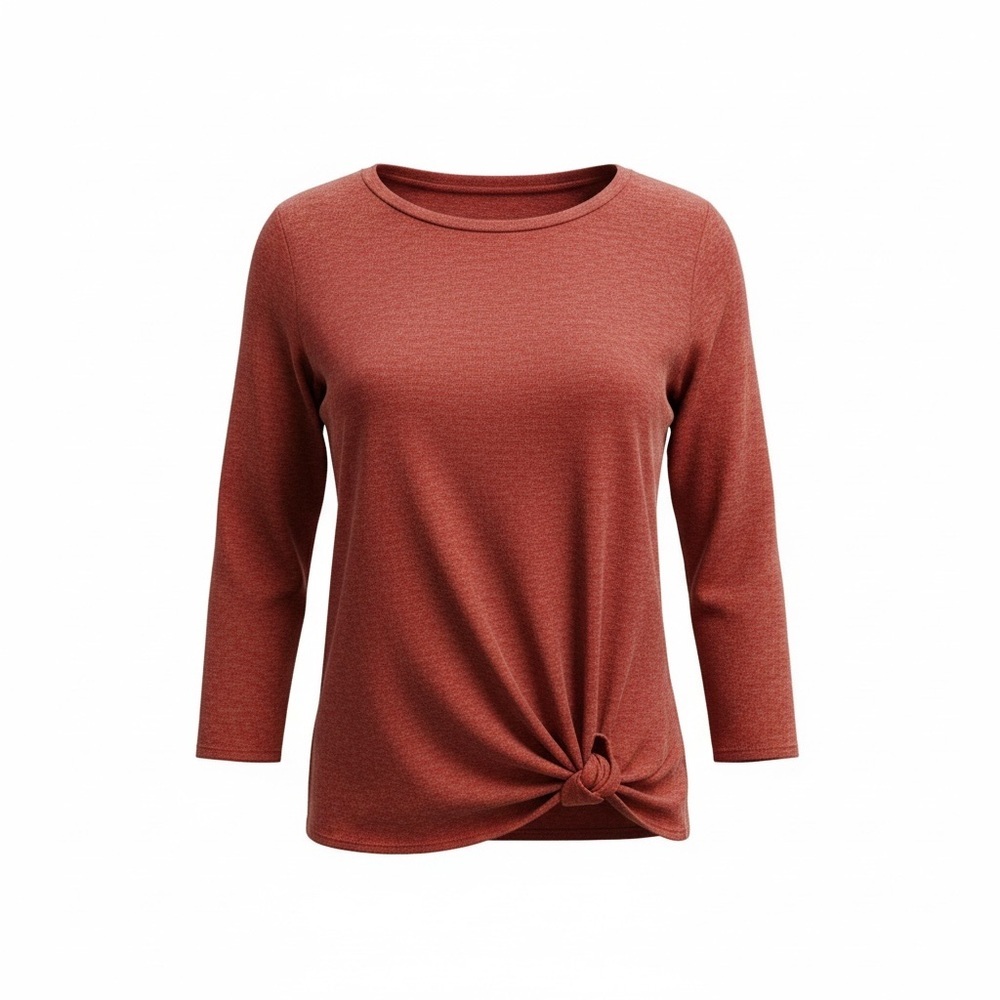 Emerald Rust Long Sleeve Knot Top